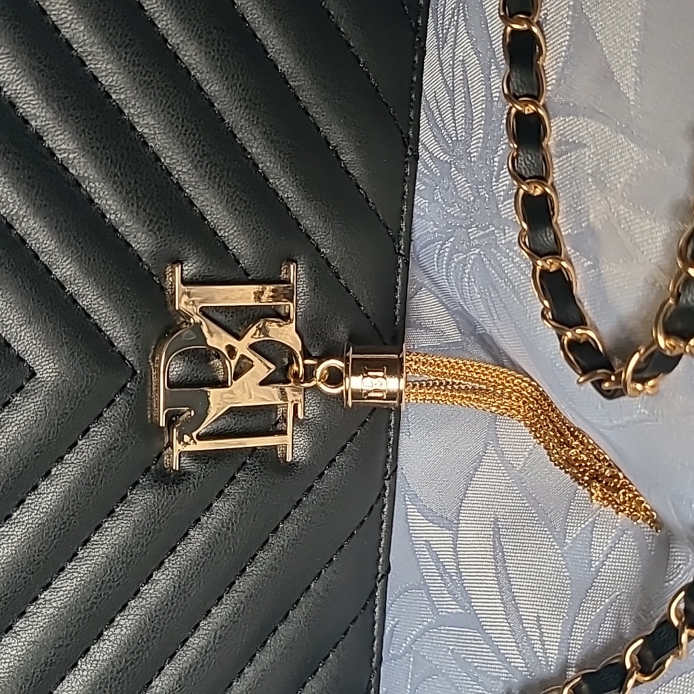 Badgley Mischka Black Crossbody Bag with Gold Accents - Picture 2 of 13